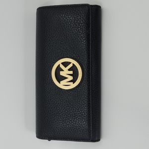 MICHAEL KORS Black Pebble Leather Wallet